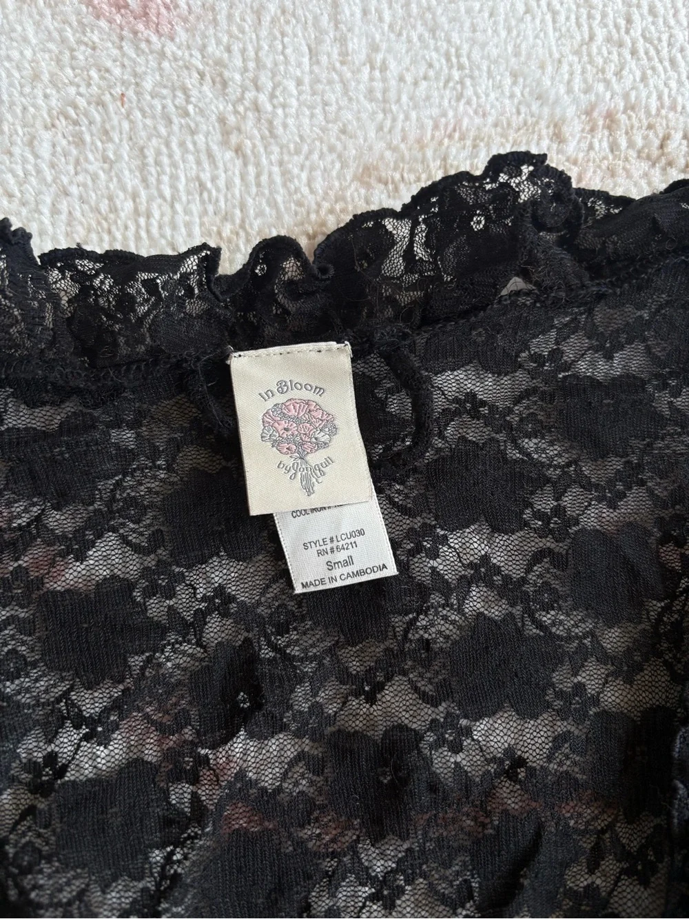 In Bloom By Jonquil black lace short sleeve wrap